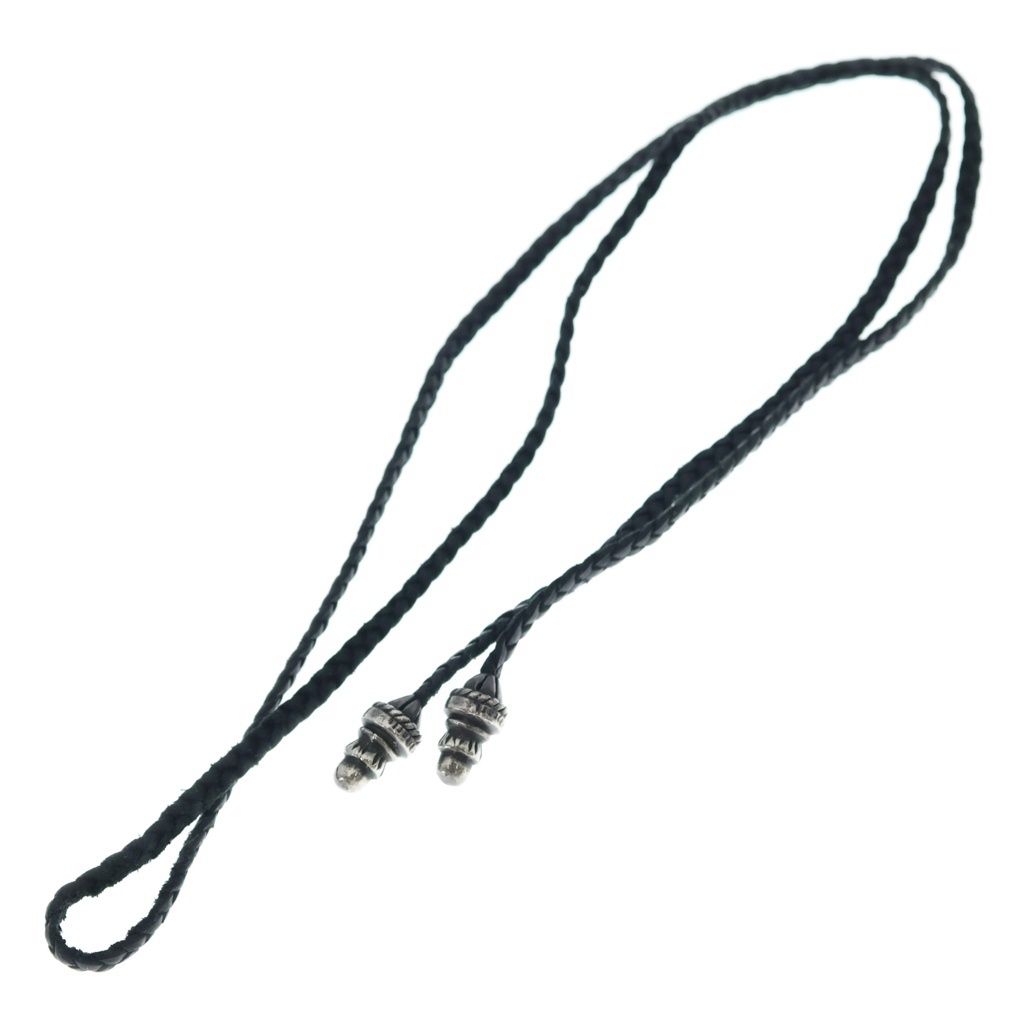Chrome Hearts Leather Braid Borochip Blade Necklace Black Silver — view 2