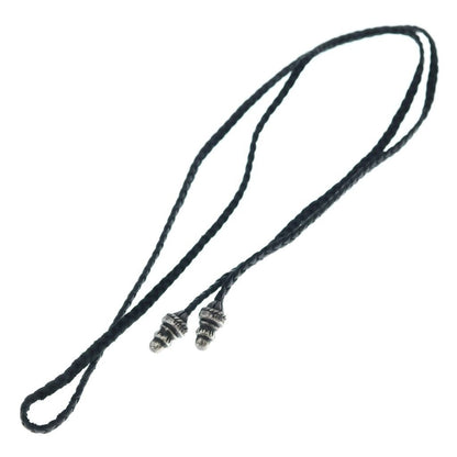 Chrome Hearts Leather Braid Borochip Blade Necklace Black Silver — view 2
