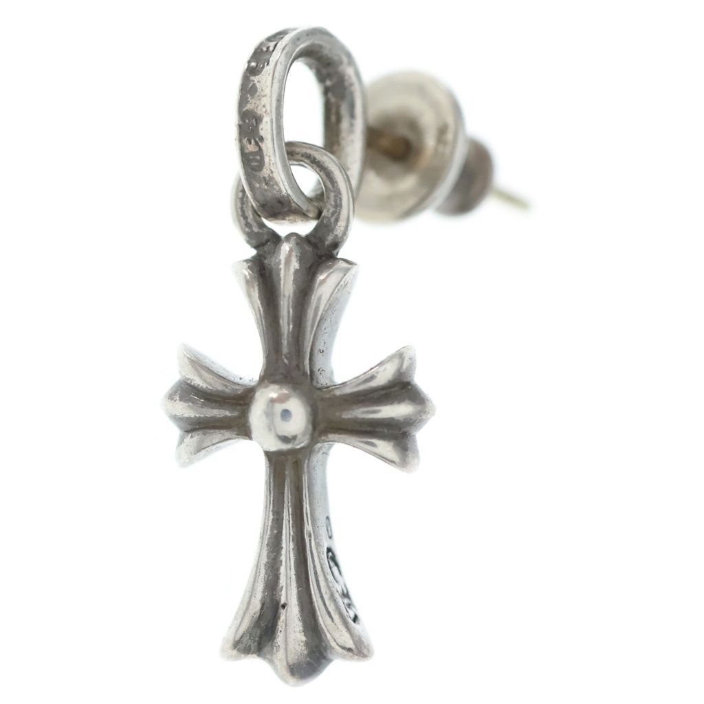 Chrome Hearts Bby Pprchn Baby Fat Cross Drop Earrings Silver