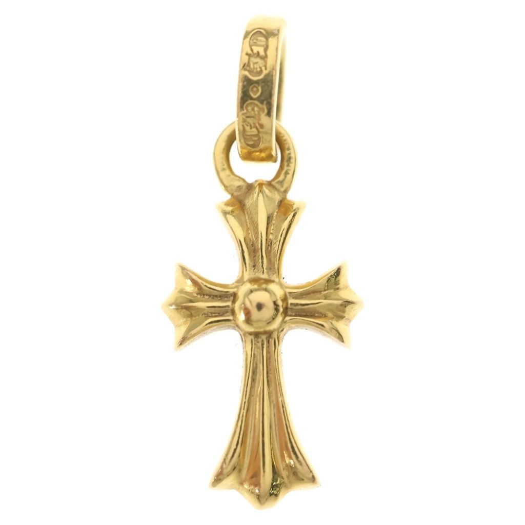 Chrome Hearts 22k Crs Baby Fat Dia Fat Cross Pave Diamond Pendant Top Gold — view 2