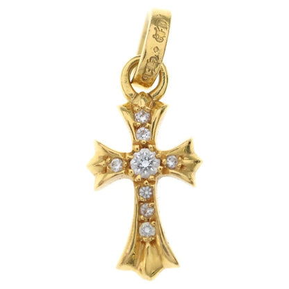 Chrome Hearts 22k Crs Baby Fat Dia Fat Cross Pave Diamond Pendant Top Gold
