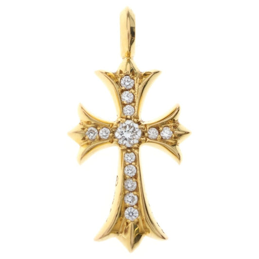 Chrome Hearts 22k Tny Crsf Dia Tiny Fat Cross Pave Diamond Pendant Top Gold