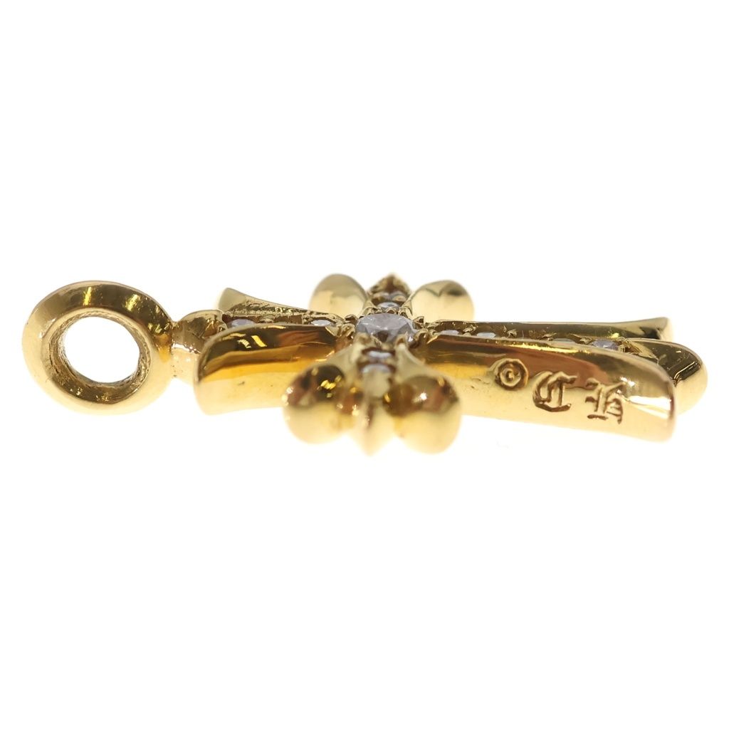 Chrome Hearts 22k Tny Crsf Dia Tiny Fat Cross Pave Diamond Pendant Top Gold — view 4