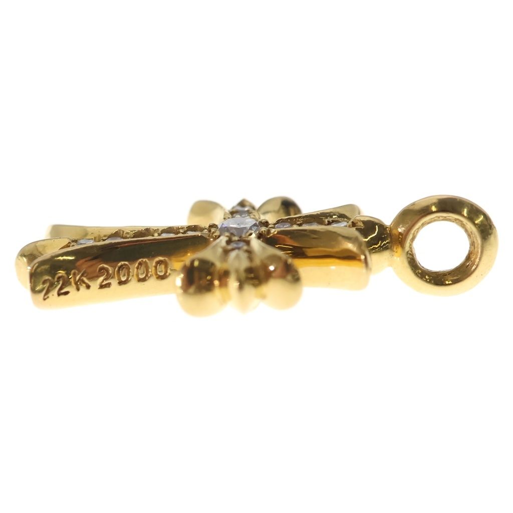 Chrome Hearts 22k Tny Crsf Dia Tiny Fat Cross Pave Diamond Pendant Top Gold — view 3