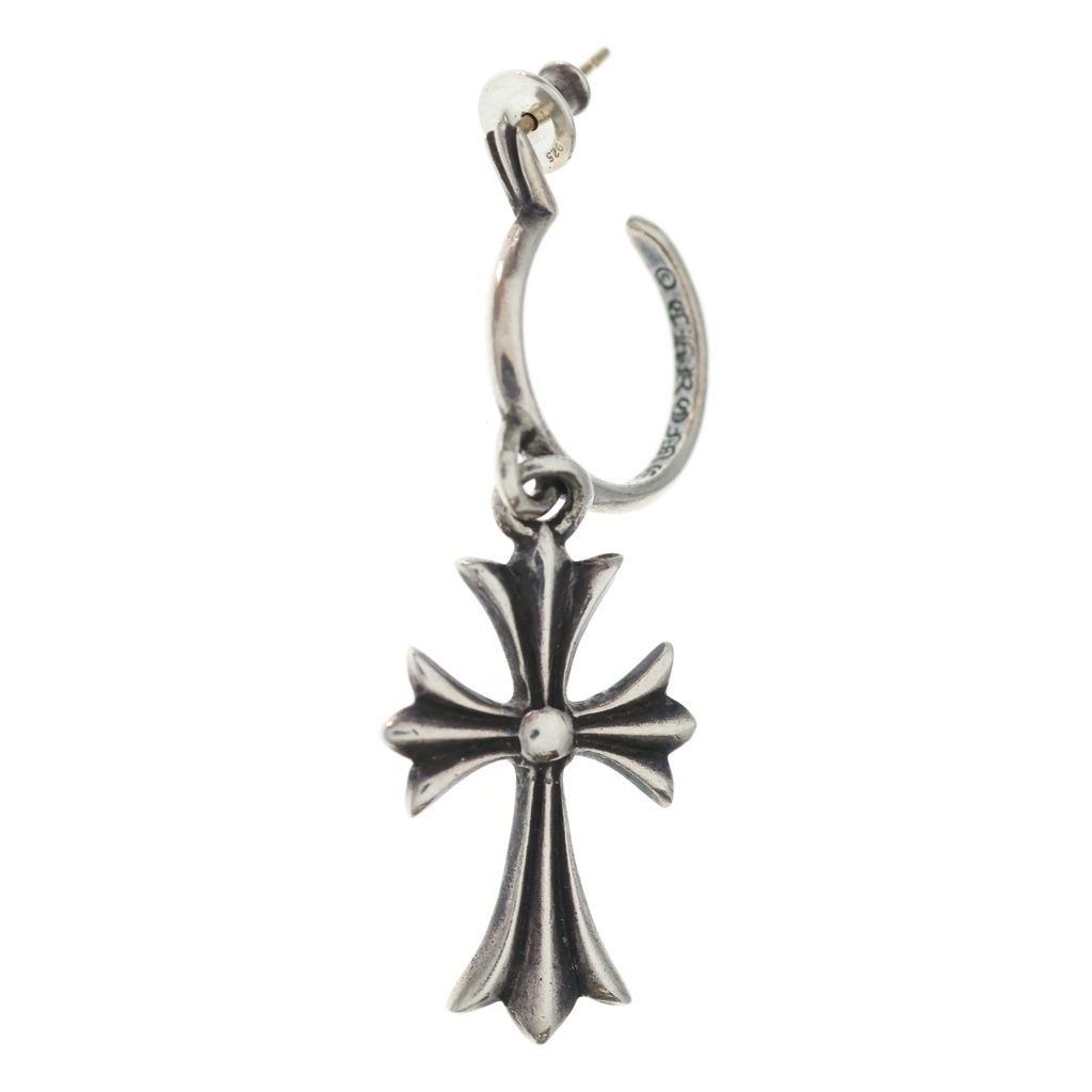 Chrome Hearts Tiny CH Cross Hoop Earrings Silver