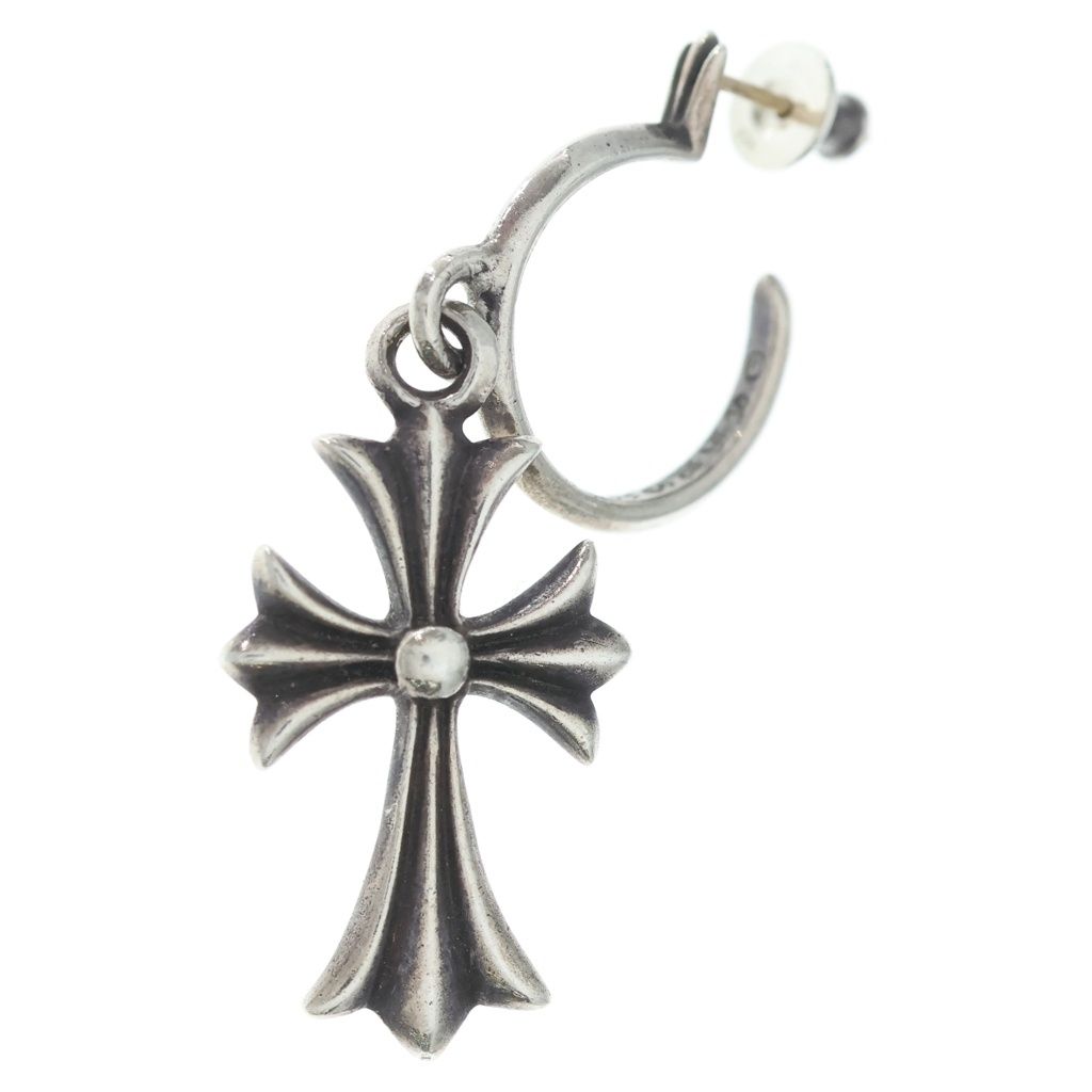Chrome Hearts Tiny CH Cross Hoop Earrings Silver