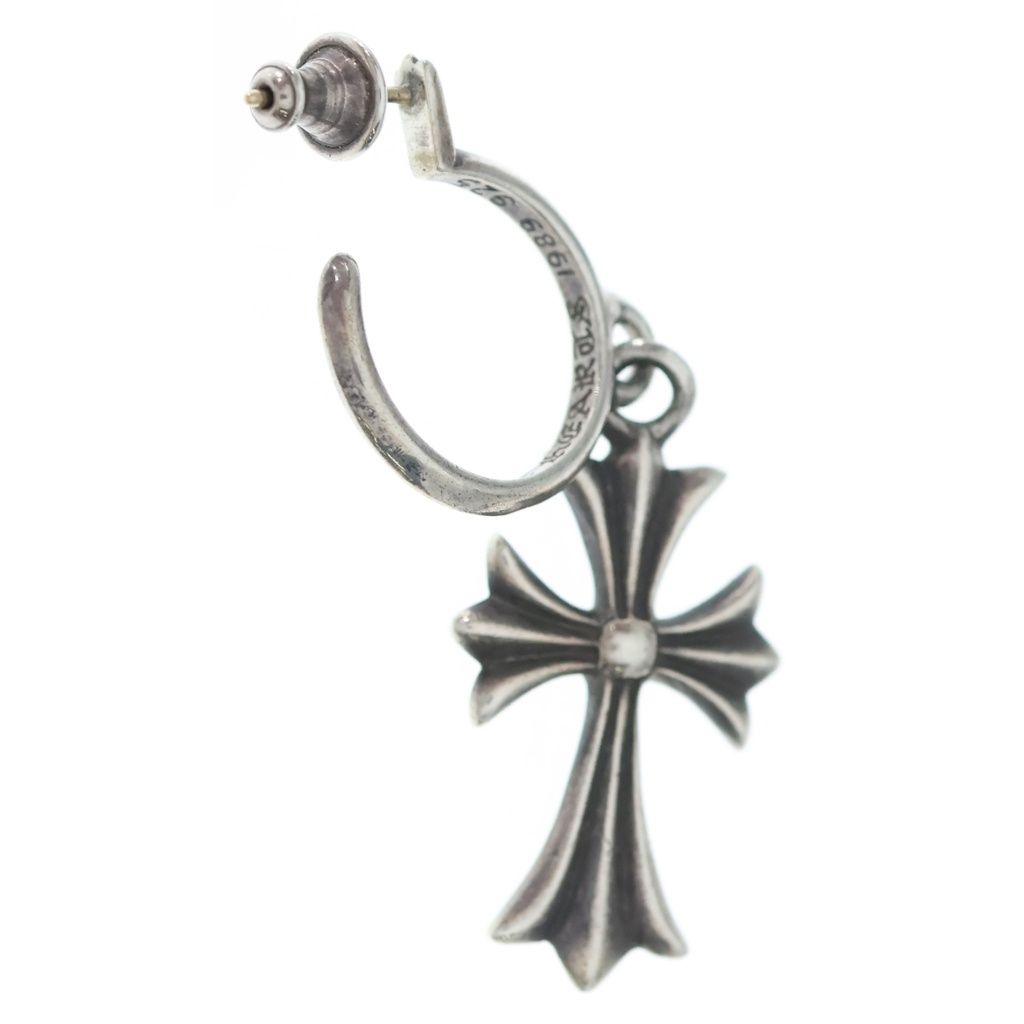 Chrome Hearts Tiny CH Cross Hoop Earrings Silver — view 2