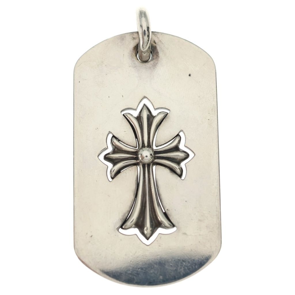 Chrome Hearts Tag Lrg Tny Crs Cutout Tiny CH Cross Large Dog Tag Necklace Top