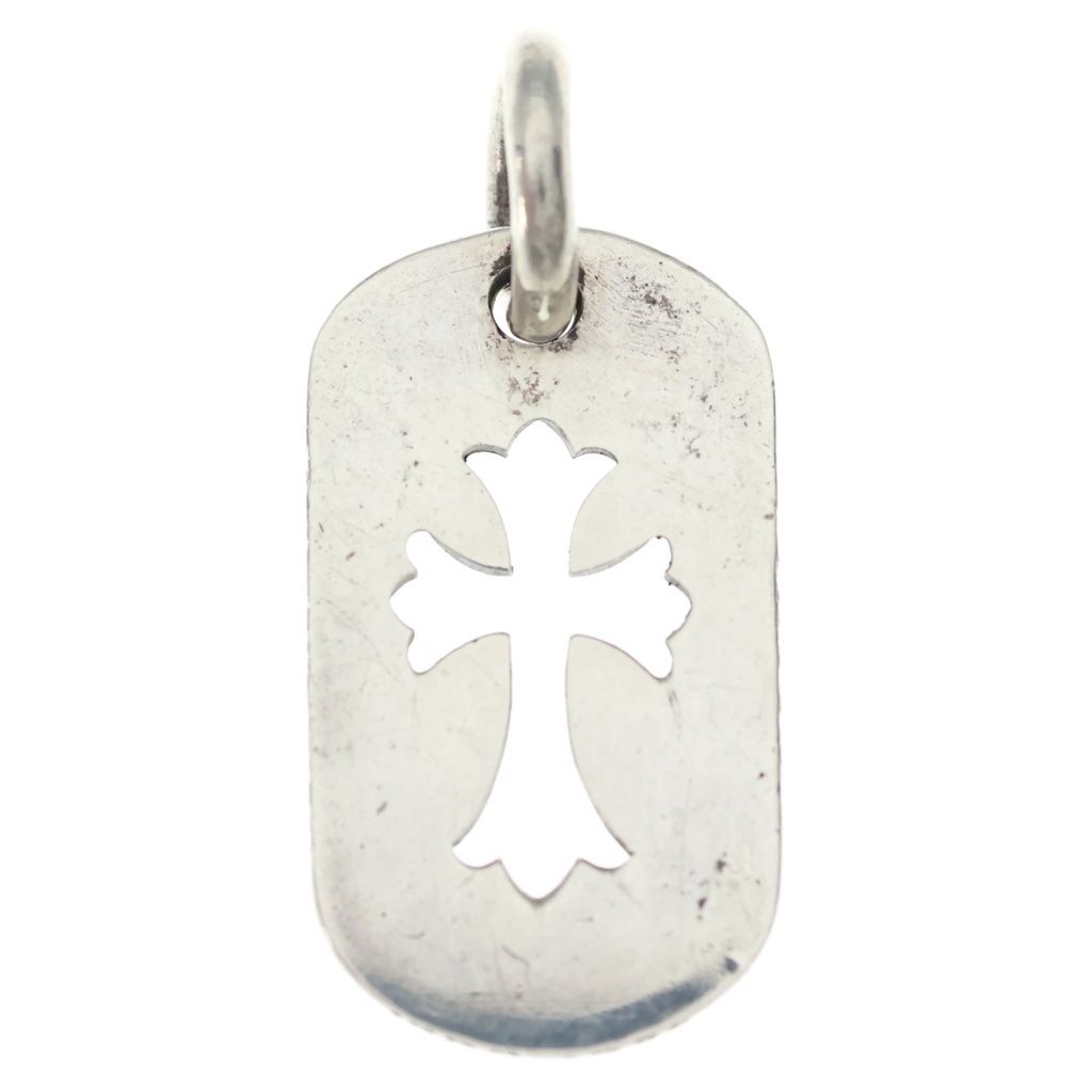 Chrome Hearts Tag Sml CO Crs Cutout Cross Dog Tag Small Pendant Top Silver