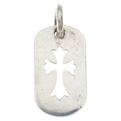 Chrome Hearts Tag Sml CO Crs Cutout Cross Dog Tag Small Pendant Top Silver