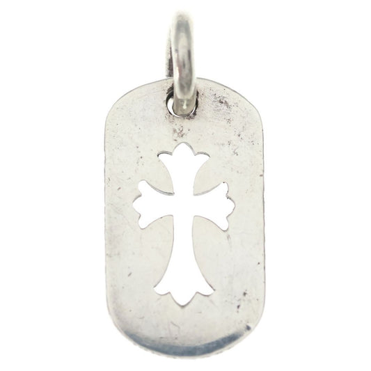 Chrome Hearts Tag Sml CO Crs Cutout Cross Dog Tag Small Pendant Top Silver