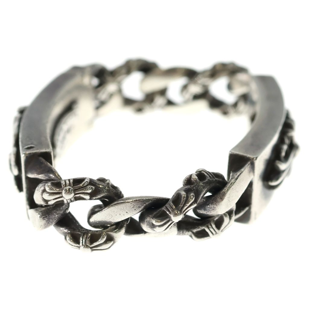 Chrome Hearts ID Dbl Flrl Dggr Fancy Double ID Floral Daga Bracelet Silver — view 4