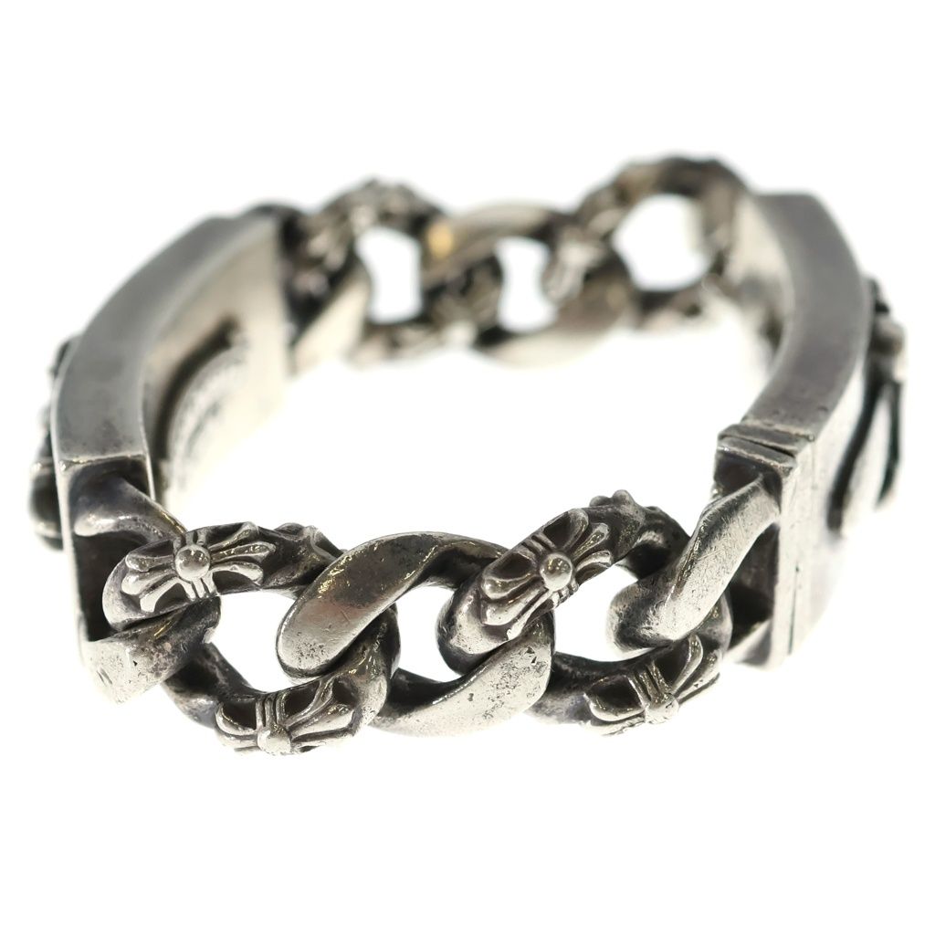 Chrome Hearts ID Dbl Flrl Dggr Fancy Double ID Floral Daga Bracelet Silver — view 3