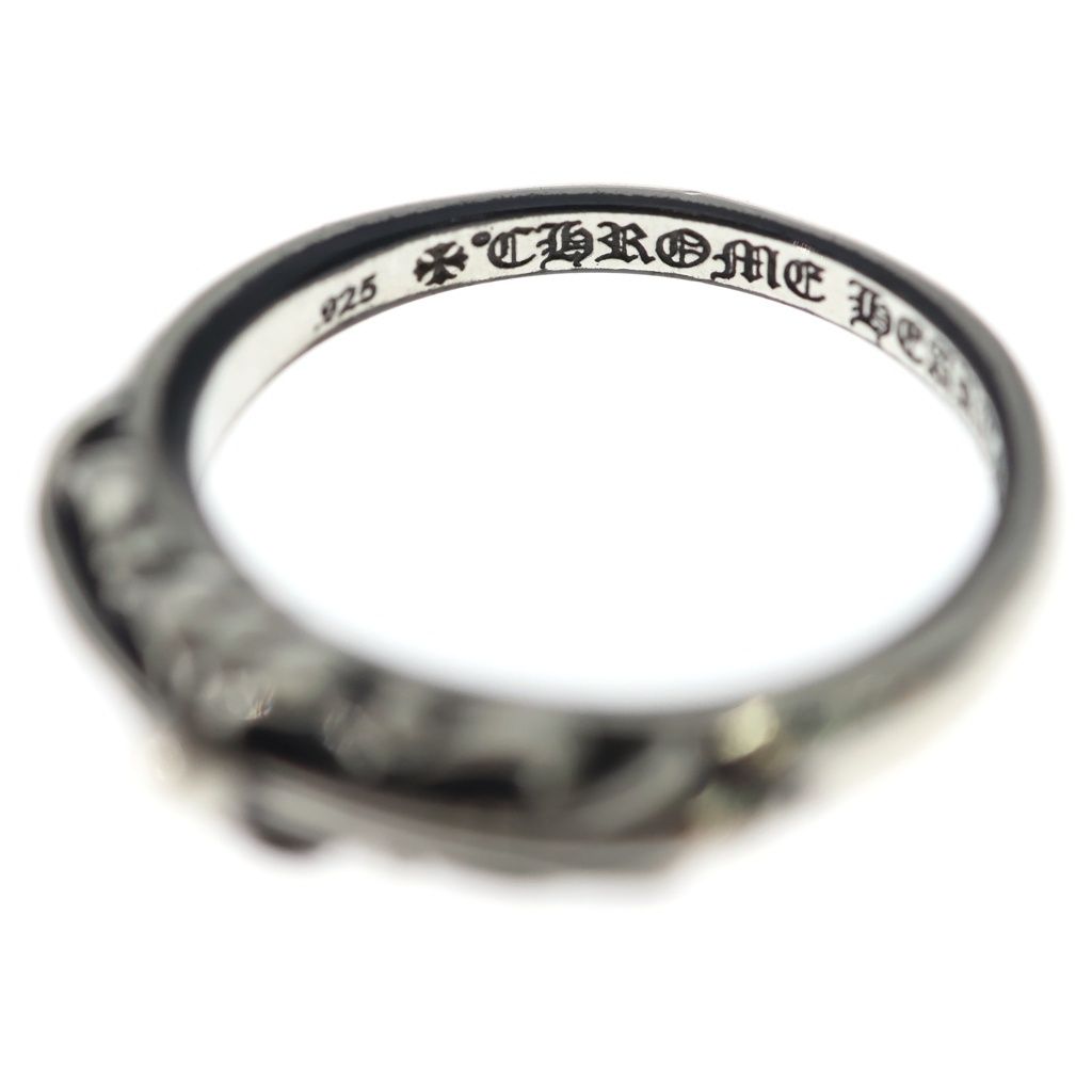 Chrome Hearts Baby Classic Floral Black Sling Silver Ring — view 5