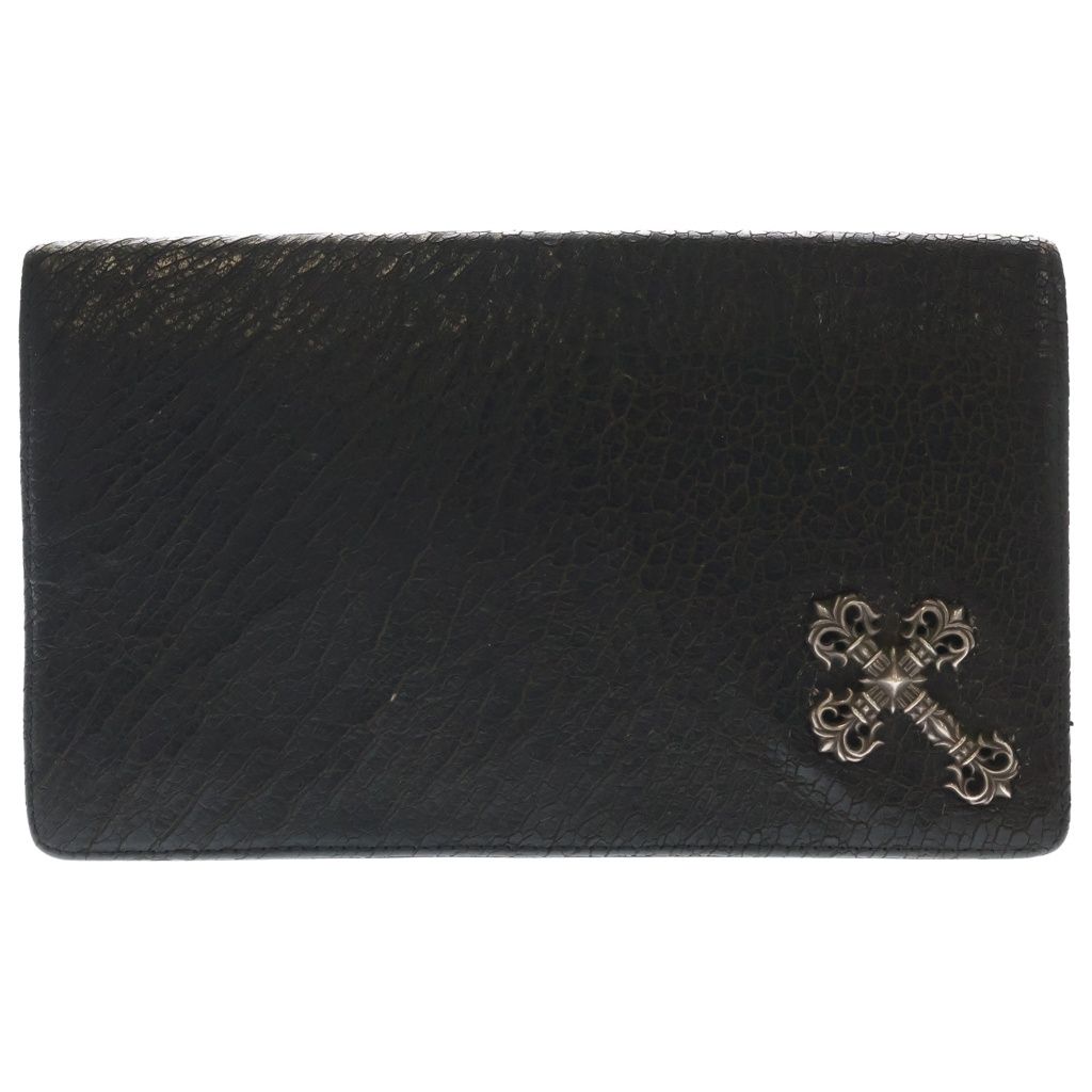 Chrome Hearts Filig Cross Leather Clutch Black Silver