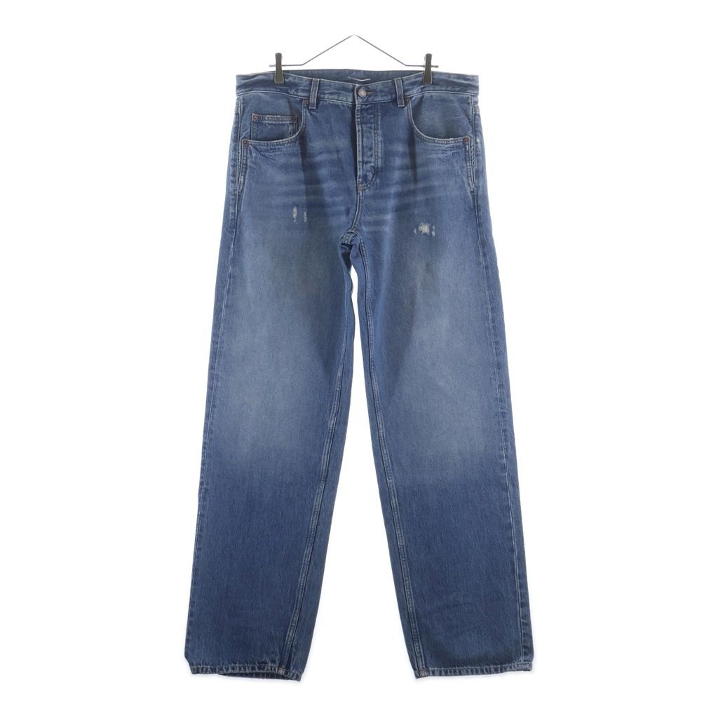 Saint Laurent Paris Distressed Button Fly 5 Pockets Denim Pants Jeans Indigo