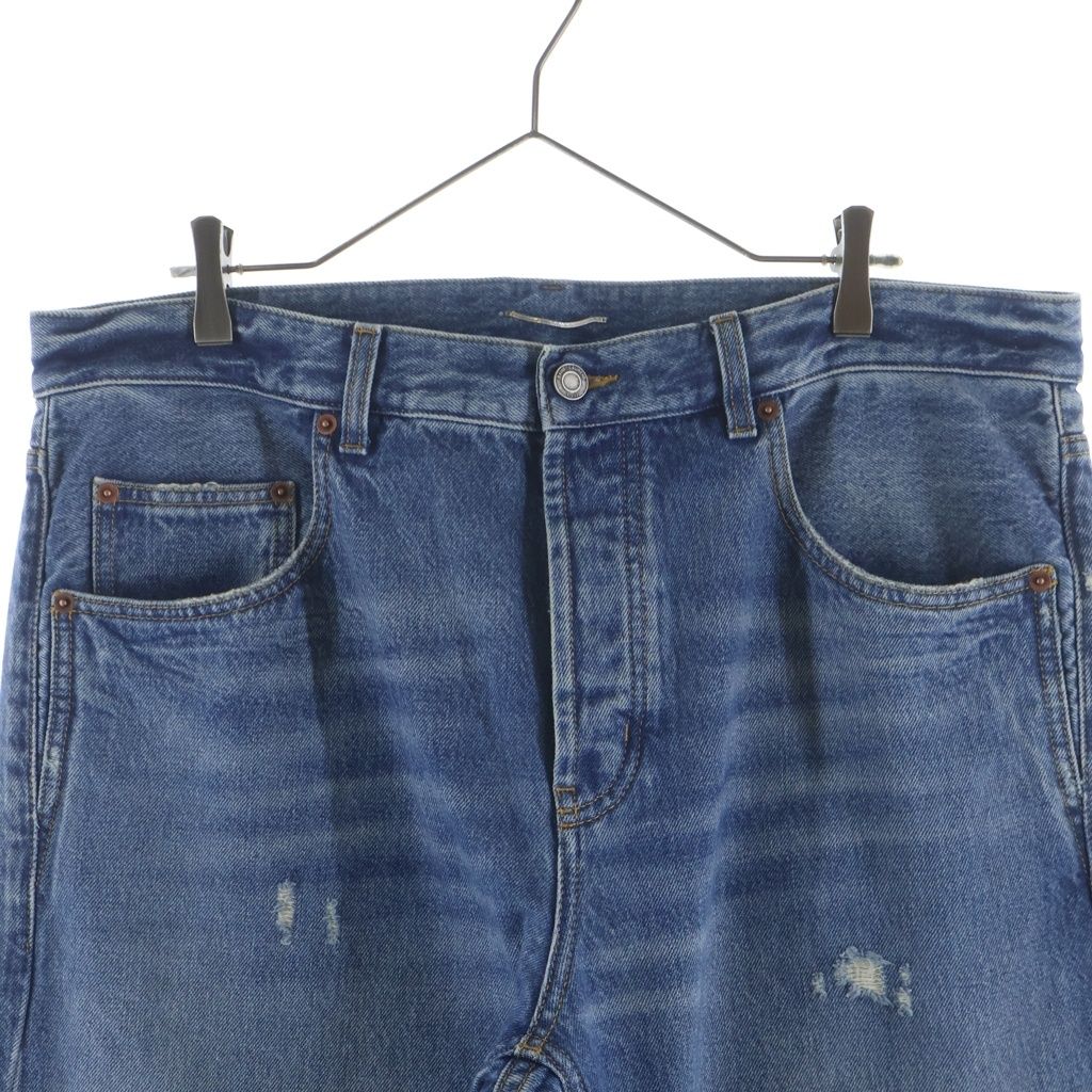 Saint Laurent Paris Distressed Button Fly 5 Pockets Denim Pants Jeans Indigo — view 3