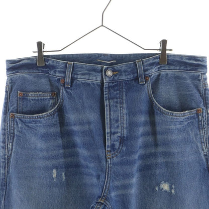 Saint Laurent Paris Distressed Button Fly 5 Pockets Denim Pants Jeans Indigo — view 3