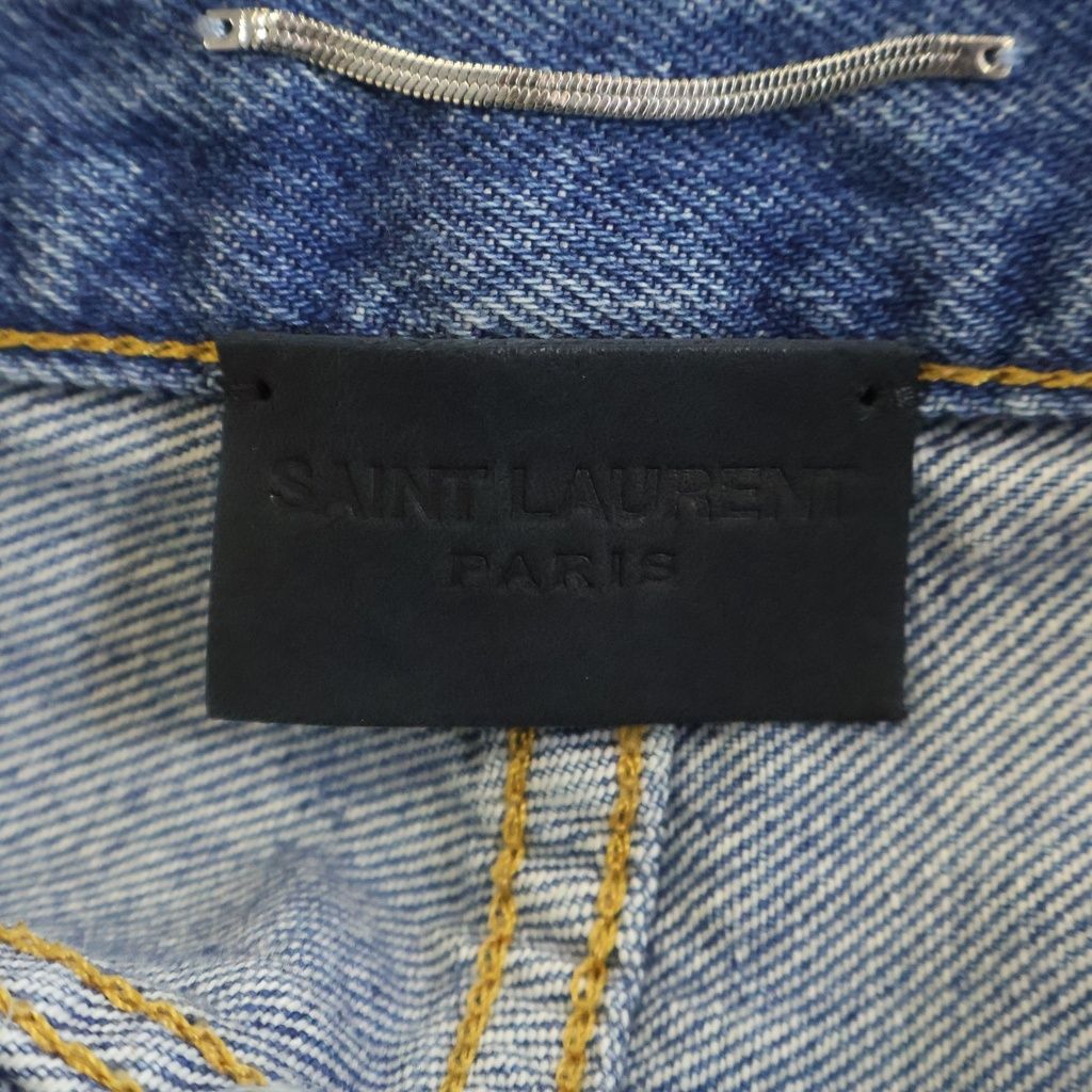 Saint Laurent Paris Distressed Button Fly 5 Pockets Denim Pants Jeans Indigo — view 6