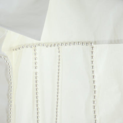 Chanel CC Logo Sequin Pearl Decor Embellishment Shirt White — view 4