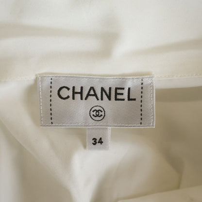 Chanel CC Logo Sequin Pearl Decor Embellishment Shirt White — view 6