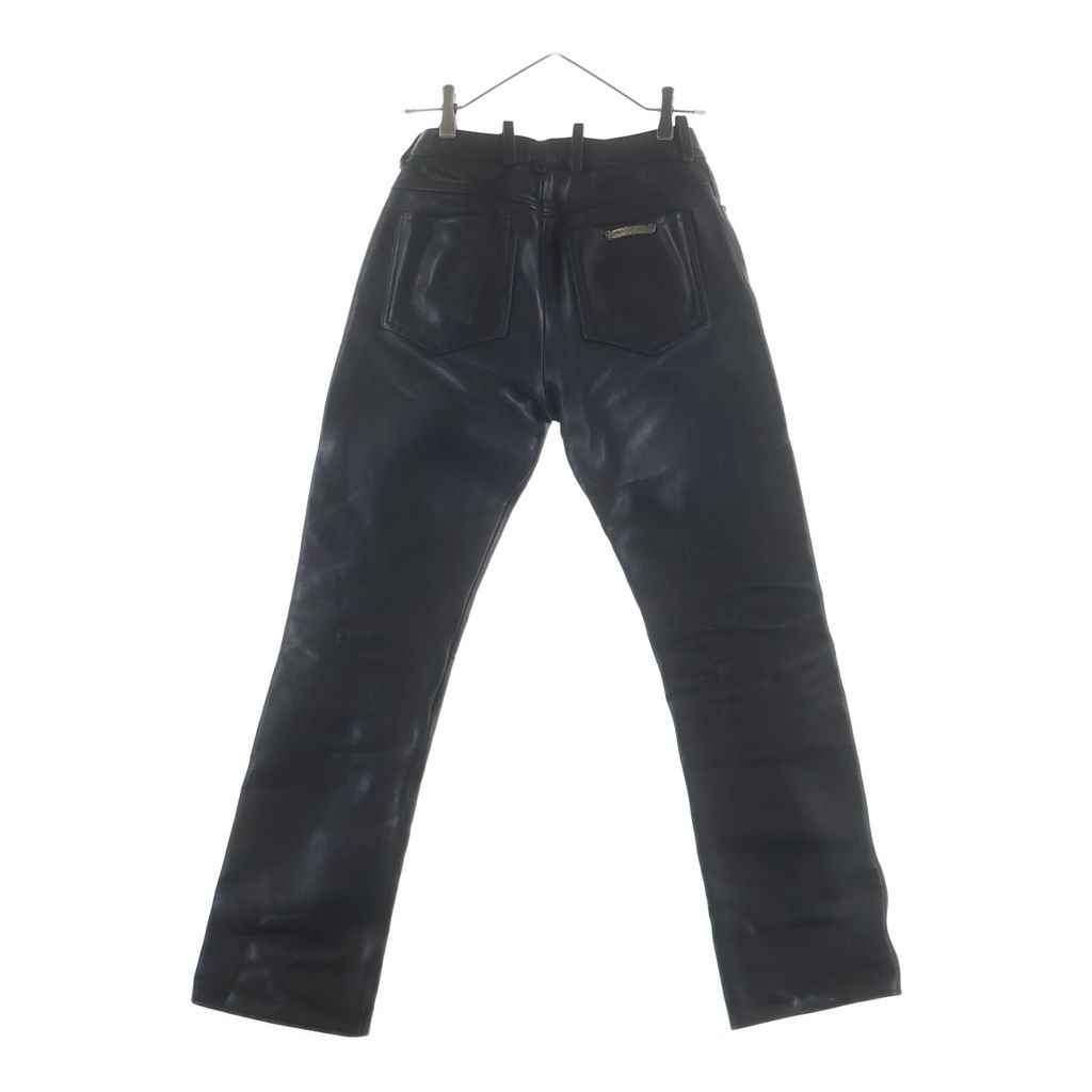 Chrome Hearts Lthr Pants Funi Cross Ball Button Fly Leather Black — view 2