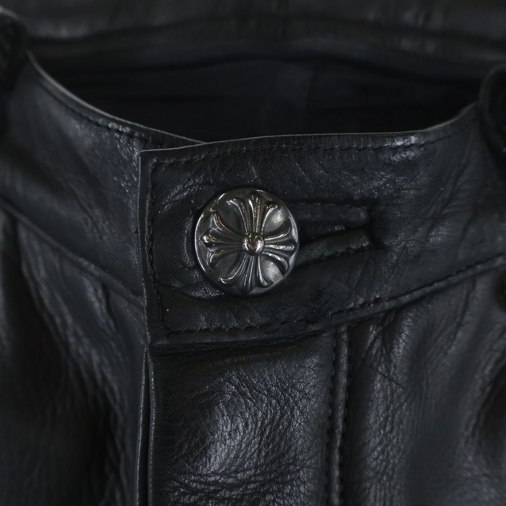 Chrome Hearts Lthr Pants Funi Cross Ball Button Fly Leather Black — view 5