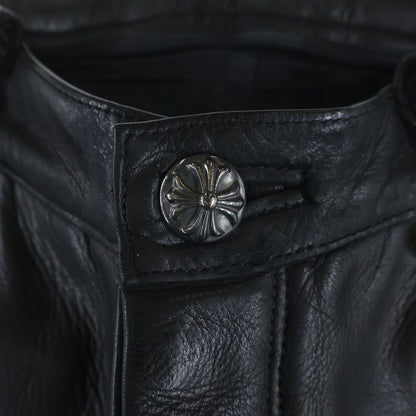 Chrome Hearts Lthr Pants Funi Cross Ball Button Fly Leather Black — view 5