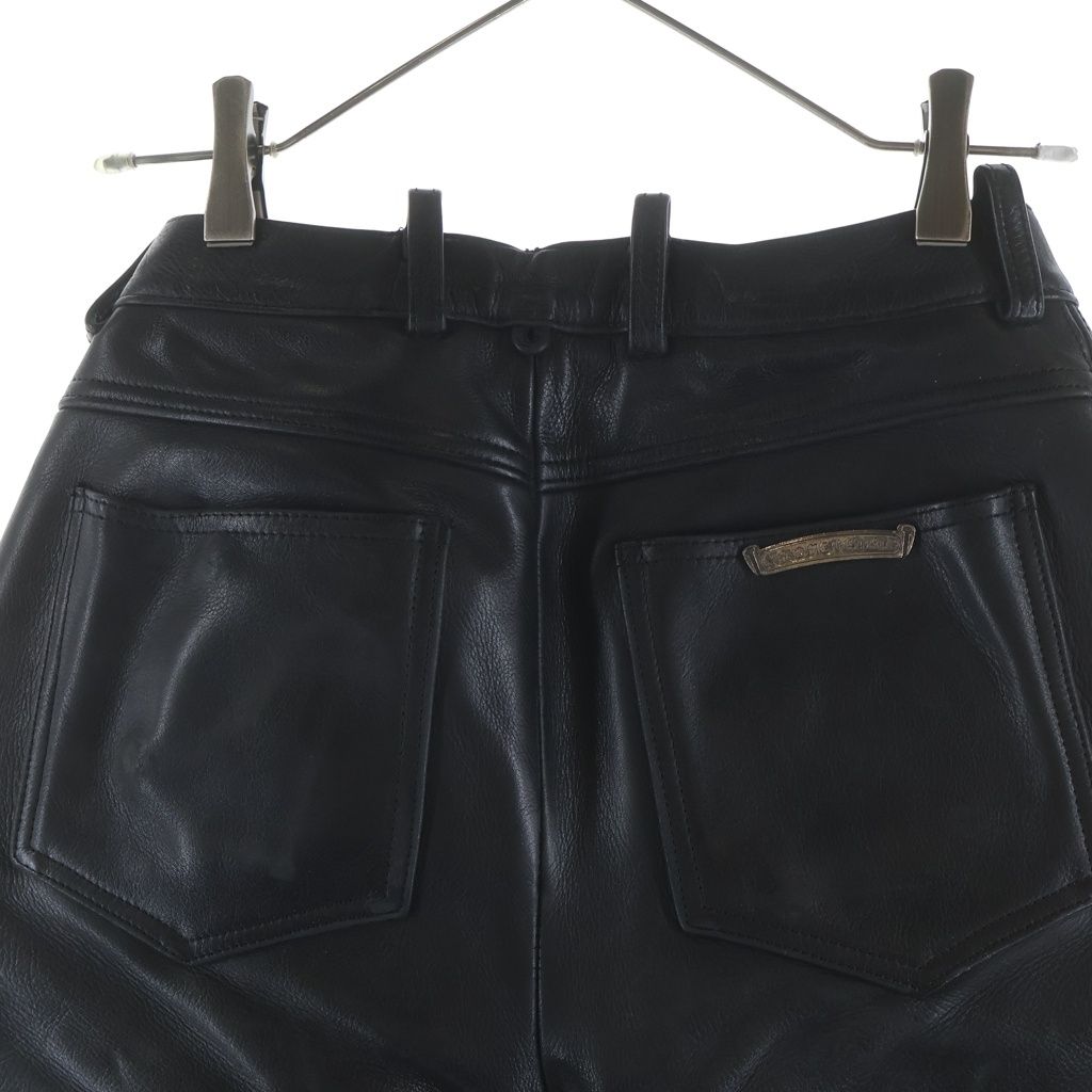 Chrome Hearts Lthr Pants Funi Cross Ball Button Fly Leather Black — view 4