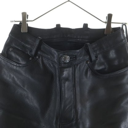 Chrome Hearts Lthr Pants Funi Cross Ball Button Fly Leather Black — view 3
