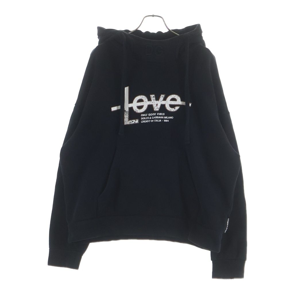 Dolce & Gabbana Front Graphic Pullover Hoodie Black