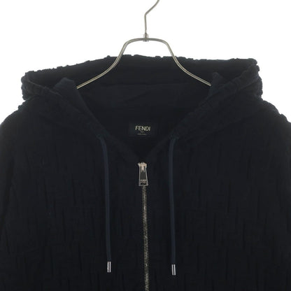 Fendi Pile Zucca Pattern Zip Up Hoodie Black Aryp — view 3
