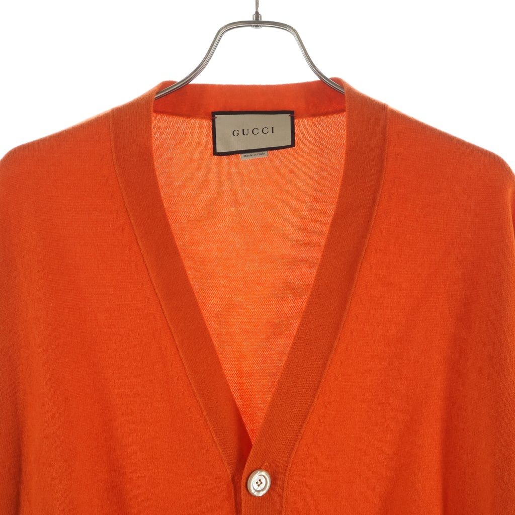 Gucci Sleeve Cat Embroidery V-neck Cashmere Jacket Orange — view 3