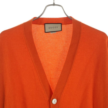 Gucci Sleeve Cat Embroidery V-neck Cashmere Jacket Orange — view 3