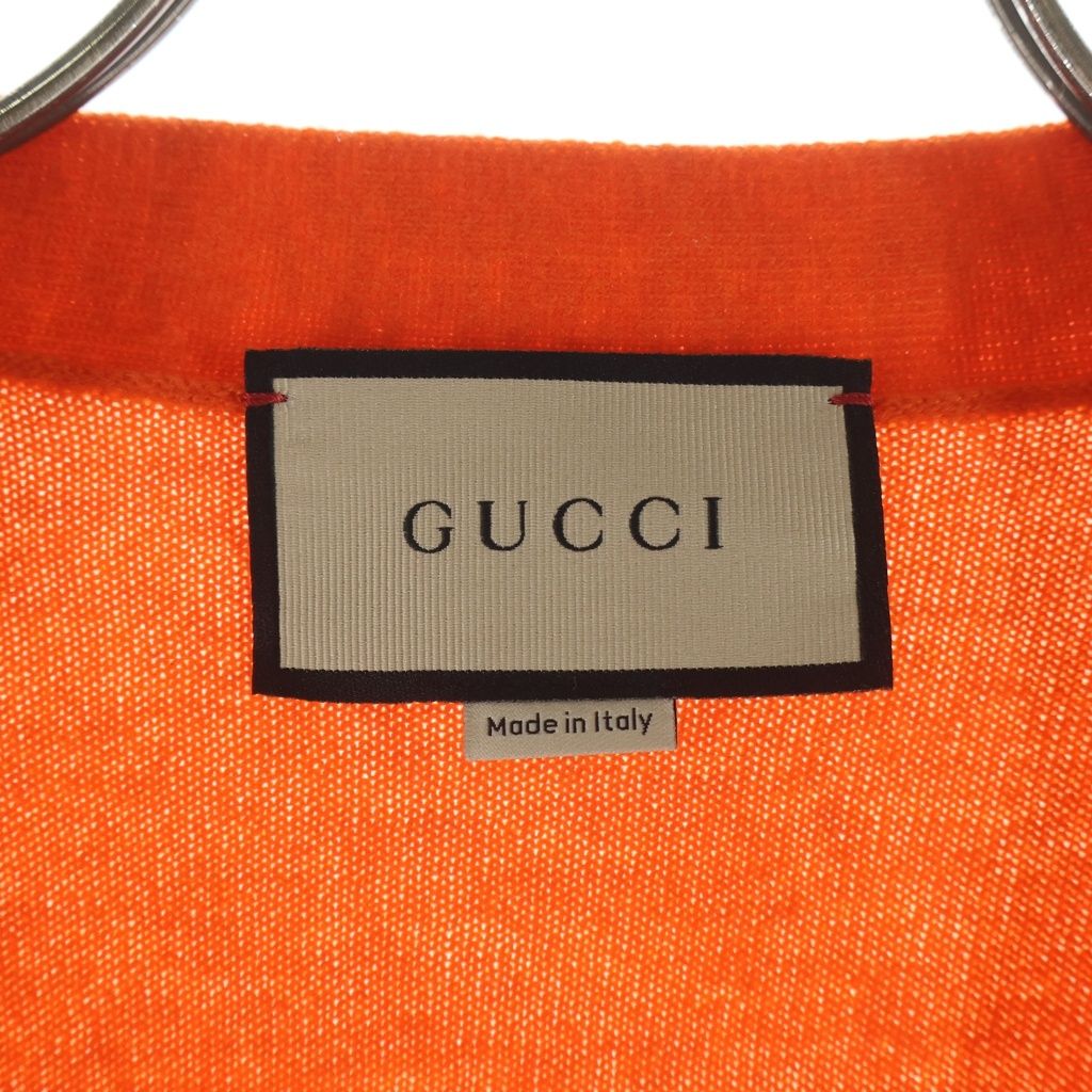 Gucci Sleeve Cat Embroidery V-neck Cashmere Jacket Orange — view 6