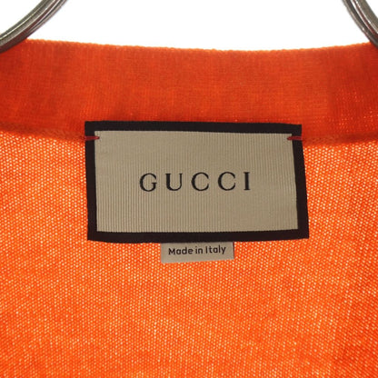 Gucci Sleeve Cat Embroidery V-neck Cashmere Jacket Orange — view 6