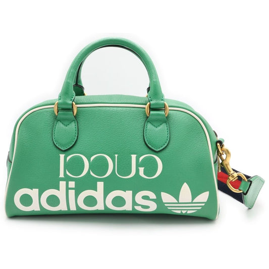 Gucci Adidas 2-Way Duffle Leather Boston Bag Green