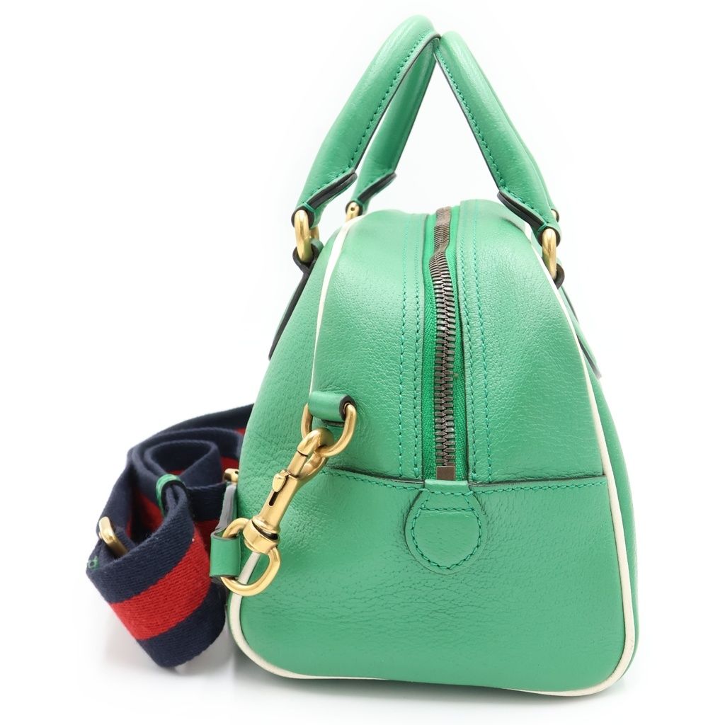 Gucci Adidas 2-Way Duffle Leather Boston Bag Green — view 3