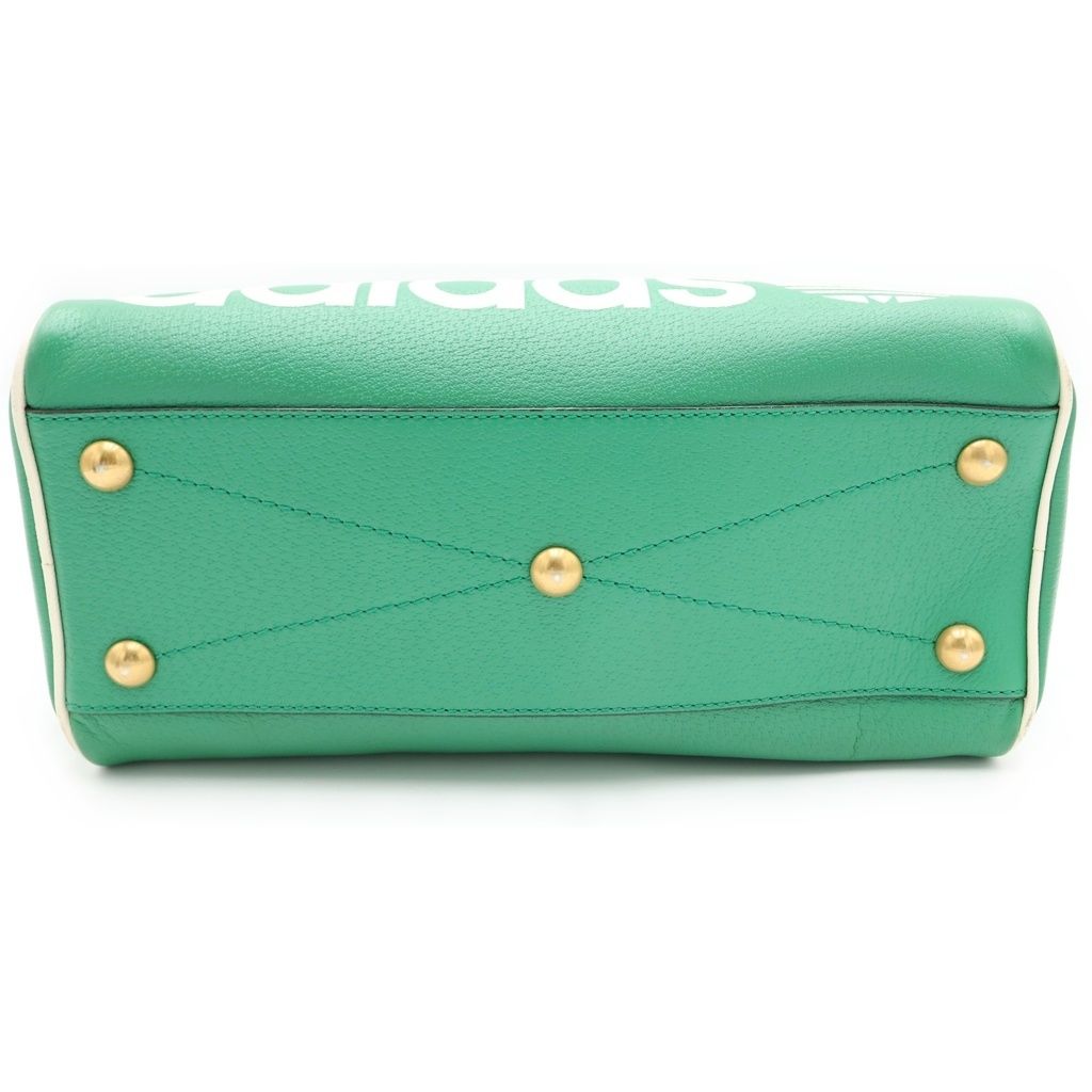 Gucci Adidas 2-Way Duffle Leather Boston Bag Green — view 5