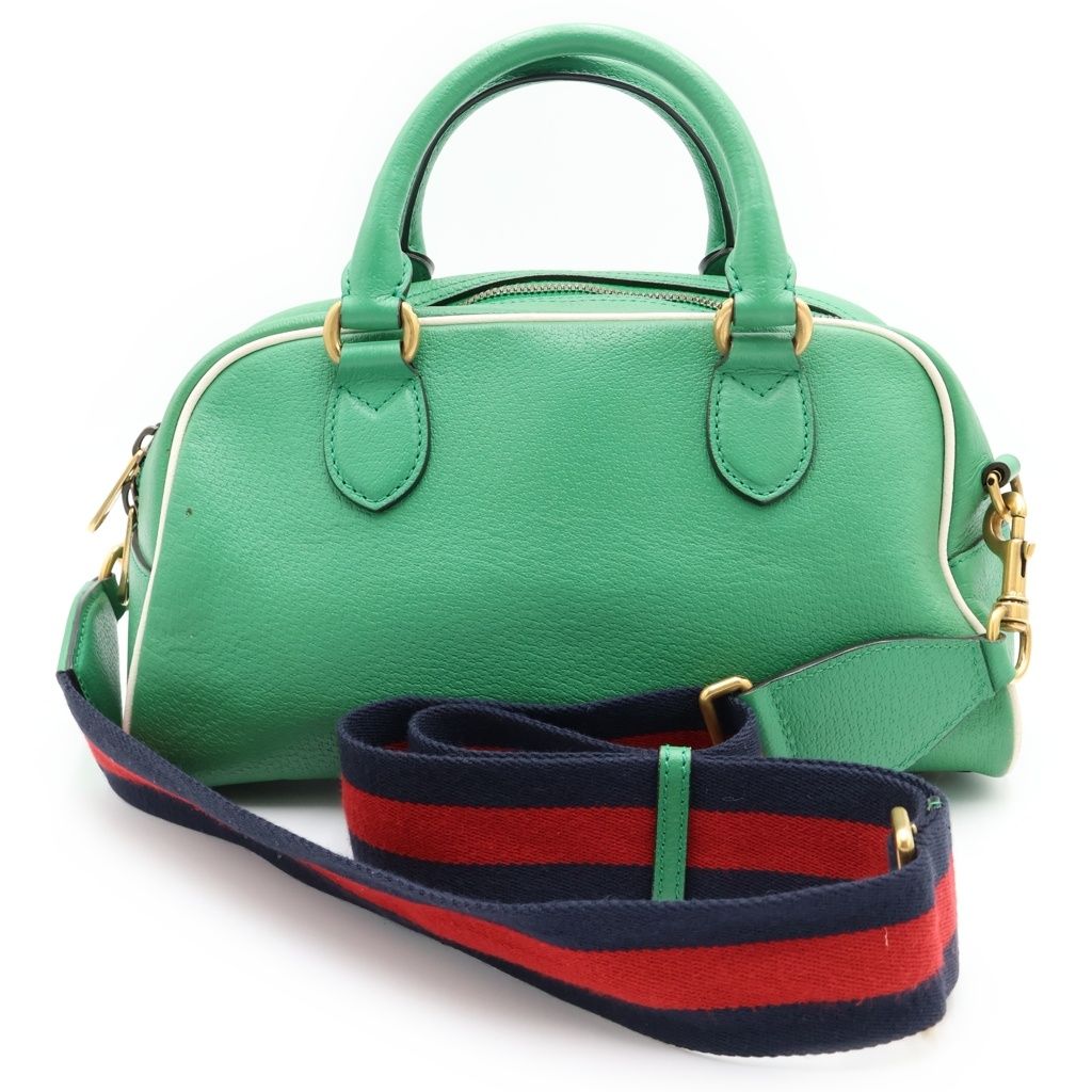 Gucci Adidas 2-Way Duffle Leather Boston Bag Green — view 2
