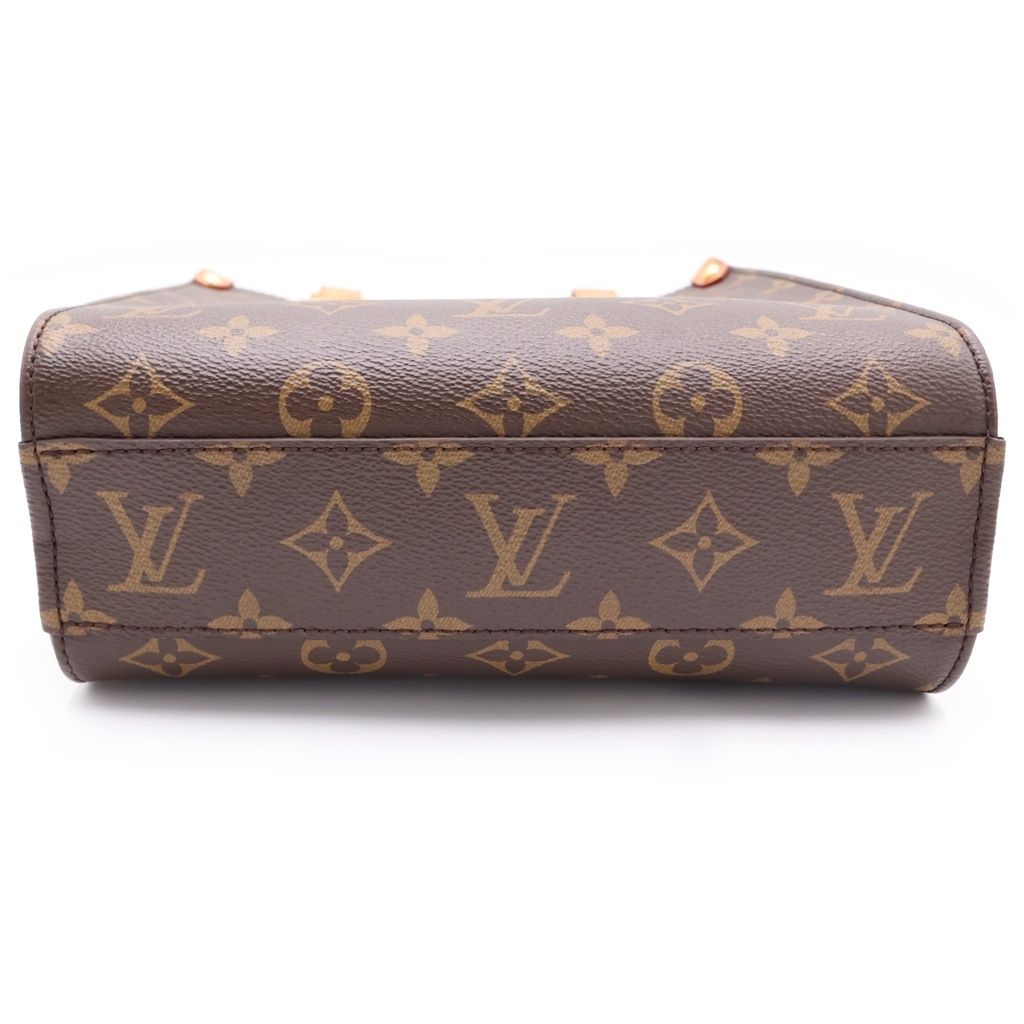 Louis Vuitton Monogram Sac Plat BB 2-Way Shoulder Bag Brown Leather Gold — view 5