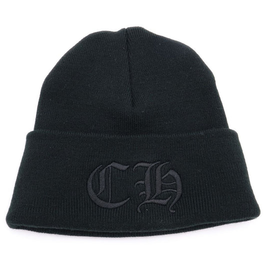 Chrome Hearts CH Logo Embroidery Acrylic Beanie CH Knit Hat Black