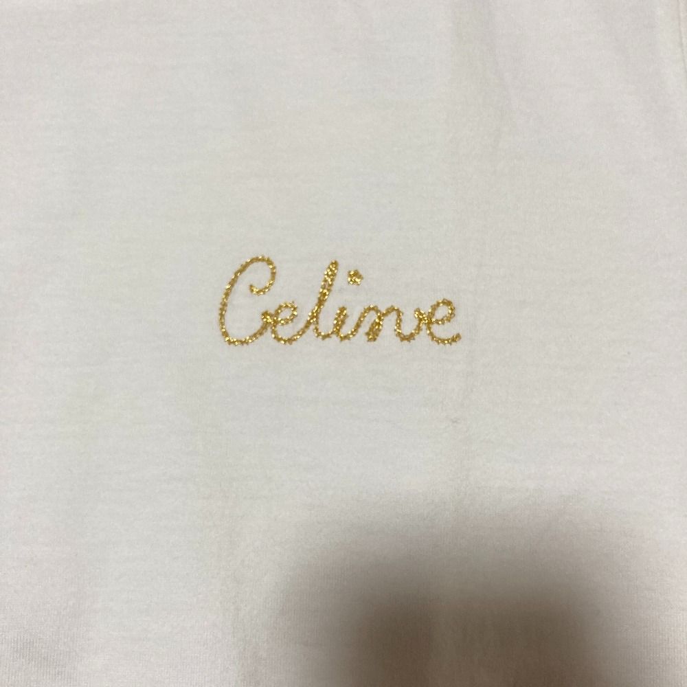 Celine Logo Short Sleeve Shirt Top Saz White LadySecond — view 4