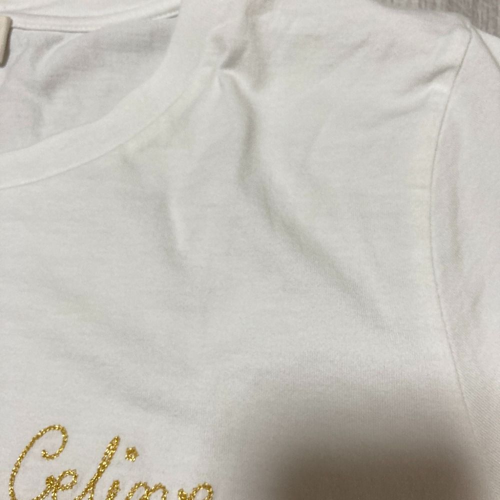 Celine Logo Short Sleeve Shirt Top Saz White LadySecond — view 7