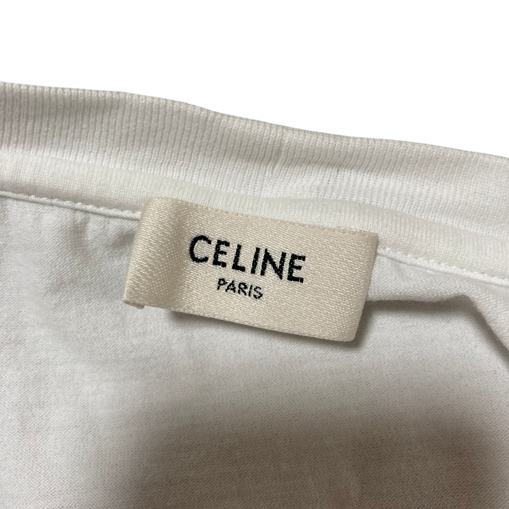 Celine Logo Short Sleeve Shirt Top Saz White LadySecond — view 3