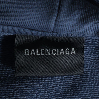 Balenciaga Hand Drawn BB Icon Hoodie Distressed Logo Oversize Pullover Navy — view 6