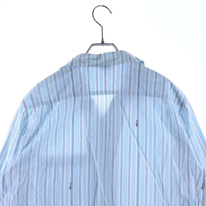 Loewe Logo Embroidery Chest Pocket Open Collar Striped Long Sleeve Shirt Blue — view 4