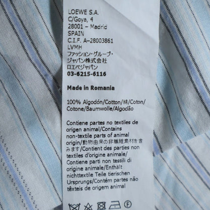 Loewe Logo Embroidery Chest Pocket Open Collar Striped Long Sleeve Shirt Blue — view 8