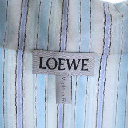 Loewe Logo Embroidery Chest Pocket Open Collar Striped Long Sleeve Shirt Blue — view 7
