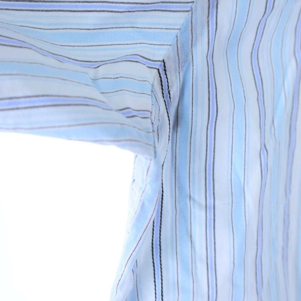 Loewe Logo Embroidery Chest Pocket Open Collar Striped Long Sleeve Shirt Blue — view 6